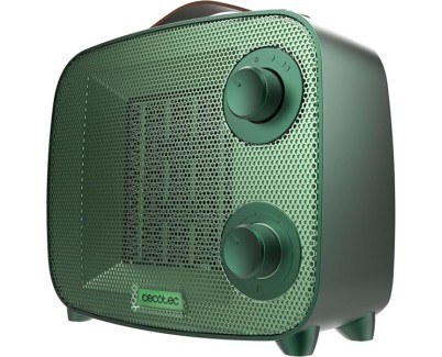 Cecotec ReadyWarm 1550 Ceramic Green Aura Calefactor Ceramico - 1500W - Cobertura hasta 15 M&sup2; - Termostato Regulable - 3 Modos de Uso - Estilo Moderno - Triple Sistema de Seguridad - Color Verde