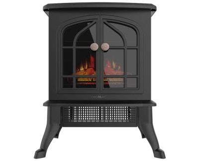 Cecotec ReadyWarm 200 Chimenea Electrica de Pie - Potencia de 2000W - Estancias hasta 25m2 - Termostato Ajustable - Llamas LED Ajustables - Efecto Fuego Realista - Calentamiento Rapido - Color Negro