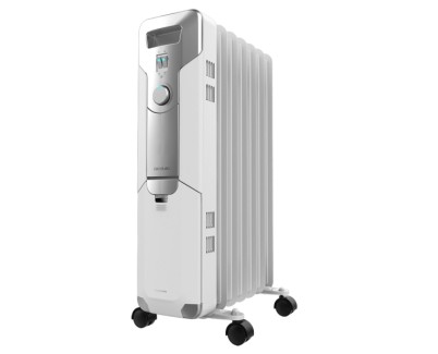 Cecotec ReadyWarm 7000 Space Radiador de Aceite con 7 Modulos de 150x580mm - 1500W - Calienta hasta 15m2 - 3 Niveles de Potencia - Facil Transporte con Ruedas - Recogecables - Color Blanco