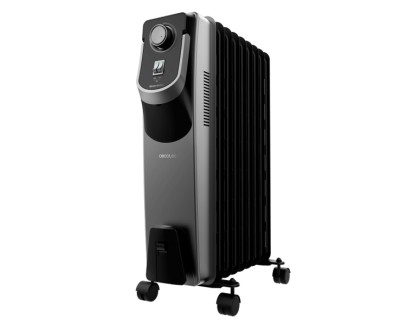 Cecotec ReadyWarm 9000 Space 360 Black Radiador de Aceite con 9 Modulos de 150x580mm - 2000W - Calienta hasta 22m2 - Tecnologia 360&ordm; - 3 Niveles de Potencia - Ruedas y Asa - Recogecables - Color Negro
