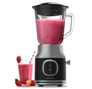 Cecotec RetroTwist Black Batidora de Vaso - Potencia 800W - Capacidad Jarra 1L - Estilo Retro - Cuchillas Recubiertas de Titanio - Color Negro y Gris