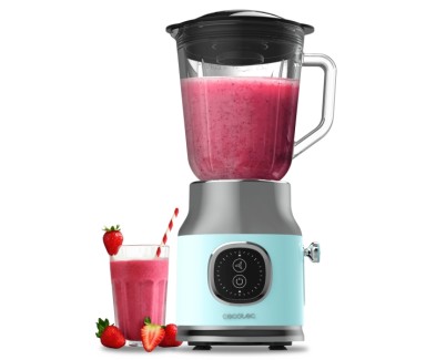 Cecotec RetroTwist Blue Batidora de Vaso - Potencia 800W - Capacidad Jarra 1L - Estilo Retro - Cuchillas Recubiertas de Titanio - Color Azul Claro