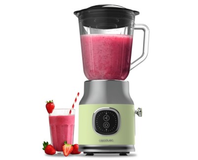 Cecotec RetroTwist Green Batidora de Vaso - Potencia 800W - Capacidad Jarra 1L - Estilo Retro - Cuchillas Recubiertas de Titanio - Color Menta