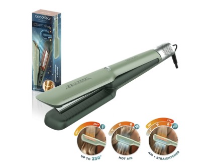 Cecotec RitualCare Air Lisse Blue Plancha de Pelo con Aire - 3 Modos de Uso - Temperatura Ajustable - Tecnologia Ionica - Motor Silencioso sin Escobillas - Filtro Extraible - Color Verde