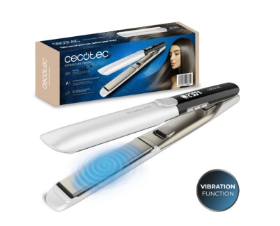 Cecotec RitualCare Twerk Plancha de Pelo con Vibracion - Cable 360&ordm; - Pantalla LED - Bloqueo de Placas - Temperatura Regulable - Revestimiento de Queratina - Color Blanco