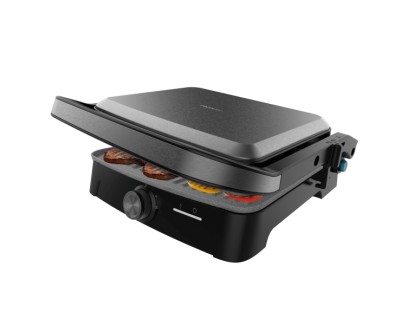 Cecotec Rock\'nGrill 2000 Full Open Parrilla Electrica - 2000W - Antiadherente - Temperatura Regulable - Apertura 180&ordm; - Bandeja Recogegrasas - Superficie Cocinado 279x229mm - Color Gris