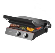 Cecotec Rock\'nGrill Blaze Neon Parrilla Electrica - 2200W - Antiadherente - Apertura 180º - Luz Indicadora de Temperatura - Placas Desmontables - Temperatura Regulable - 29x23cm - Color Negro