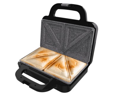 Cecotec Rock\'nToast Deep Classic Sandwichera - 1000W - Capacidad para 2 Sandwiches - Placas Triangulares - Antiadherente - Acero Inoxidable - Indicador Luminoso - Base Antideslizante - Color Negro