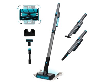 Cecotec Scoba 2100 Twice Aspiradora de Escoba Vertical 2 en 1 - 210W - 20KPa de Succion - Ultraligero - Autonomia hasta 45min - Accesorios Multifuncion - Modos Eco y Turbo - Color Gris y Negro