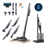 Cecotec Scoba 3000 Station Aspirador de Escoba Vertical con Base de Autovaciado - 210W - Autonomia 40min - Succion 20kPa - Incluye Accesorios - Ideal Mascotas - Motor sin Escobillas - Color Azul Marino