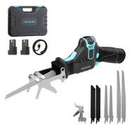 Cecotec Sierra de Sable LongFlex 1200 Home and Garden Sierra de Sable Inalambrica - 550W - 2 Baterias de 12V - Incluye Accesorios - Color Negro y Azul