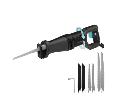 Cecotec Sierra de Sable LongFlex 710 Pro Sierra de Sable - 710W - Corte de 115mm - Recorido 20mm - Incluye 6 Cuchillas - Mango Rotatorio - Color Negro y Azul