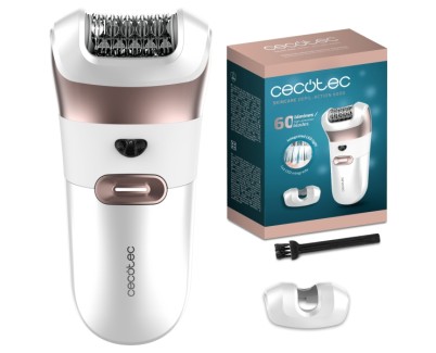 Cecotec SkinCare Depil-Action 6000 Depiladora de Arranque con 60 Pinzas - Autonomia hasta 60min - Accesorio para Zona Sensible - IPX5 - Luz LED - Ergonomico - Color Blanco