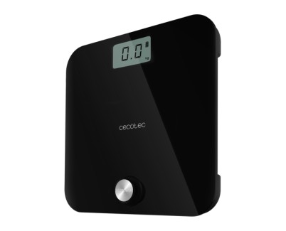 Cecotec Surface Precision 10000 Healthy Black Bascula Corporal - Energia sin Pilas - 4 Sensores - Cristal Templado - Pantalla LCD - Funcion de Autoapagado - Patas Antideslizantes - Color Negro