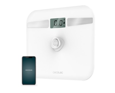 Cecotec Surface Precision 10200 Smart Healthy White Bascula Corporal hasta 180kg - Energia sin Pilas - Bluetooth - 4 Sensores - Cristal Templado - Patas Antideslizantes - Autoapagado - Color Blanco