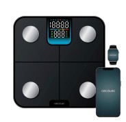 Cecotec Surface Precision HealthySmart Bascula Corporal hasta 180kg - Bluetooth 4.0 - Analisis Corporal Completo - Patas Antideslizantes - Funcion Bebe - Cristal Templado - LCD - 310x310mm - Color Negro