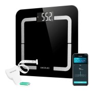 Cecotec Surface Precision Smart Healthy Bascula Corporal hasta 180kg - 4 Sensores - 10 Parametros - Bluetooth - Cristal Templado - Funcion Bebe - LCD - Patas Antideslizantes - 310x310mm - Color Negro