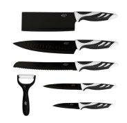 Cecotec Swiss Pack de 6 Cuchillos Profesionales - Hojas de 2mm de Grosor - Acero Inoxidable y Ceramica - Mango Antideslizante - Recubrimiento Antiadherente y Antibacteriano - Estuche - Color Negro