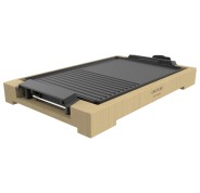 Cecotec Tasty and Grill 2000 Bamboo Black Plancha Electrica - 2000W - Antiadherente - Estructura Bambu - Termostato - Apta para Lavavajillas - Bandeja Recogegrasas - 37.5x24.5cm - Color Madera Claro