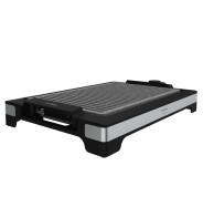 Cecotec Tasty and Grill 2000 Inox LineStone Plancha Electrica - 2000W - Acabados en Acero Inoxidable - Antiadherente - Termostato - Apto Lavavajillas - Bandeja Recogegrasas - 37.5x24.5cm - Color Negro