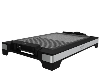 Cecotec Tasty and Grill 2000 Inox MixStone Plancha Electrica - 2000W - Antiadherente - Termostato Regulable - Acabado en Acero Inoxidable - Bandeja Recogegrasas - 37.5x24.5cm - Color Negro