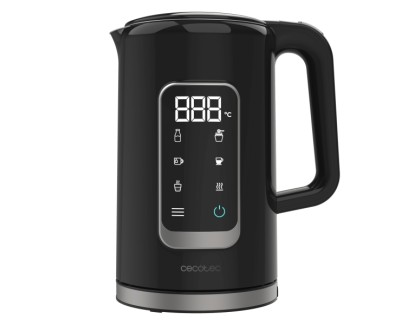 Cecotec Thermosense 500 Touch Hervidor de Agua de 1.7L - Potencia 2200W - Base 360&ordm; - Pantalla Digital - Temperatura Regulable - Acero Inoxidable - Apagado Automatico - Color Negro