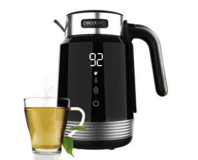 Cecotec ThermoSense 600 Touch Black Hervidor de Agua Electrico - 2200W - Capacidad 1.7L - Acero Inoxidable - Libre de BPA - Pantalla Tactil - Ajuste de Temperatura - Apagado Automatico - Color Negro