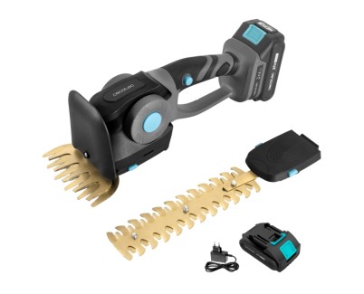 Cecotec TitaniumSword 2120 Hand XL Cortasetos Inalambrico 2 en 1 - Espada de 22cm - Mando Rotatorio - Bateria 21V 2.000mAh - Motor sin Escobillas - Cuchilla Frontal de 13cm - Color Gris Oscuro