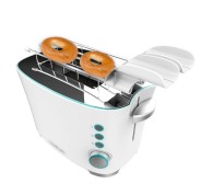 Cecotec Toast and Taste DoubleW Tostadora de Doble Ranura - 650W - Ranura Ancha - Pinzas para Tostadas - 7 Niveles - Funciones Descongelar y Recalentar - Bandeja Recogemigas Extraible - Color Blanco