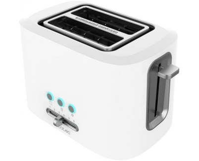 Cecotec Toast & Taste 9000 Double White Tostadora Electrica 980W - 6 Niveles - 2 Ranuras Cortas Extraanchas - Capacidad para 2 Tostadas - Incluye Soporte Panecillos - Bandeja Recogemigas
