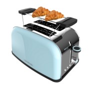 Cecotec Toastin\' Time 850 Tostadora de Doble Ranura - 850W - Ranura Ancha - Acero Inoxidable - Autocentrado - Bandeja Recogemigas Extraible - Color Azul Claro