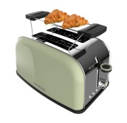 Cecotec Toastin\' Time 850 Tostadora de Doble Ranura - 850W - Ranura Ancha - Acero Inoxidable - Autocentrado - Bandeja Recogemigas Extraible - Color Menta