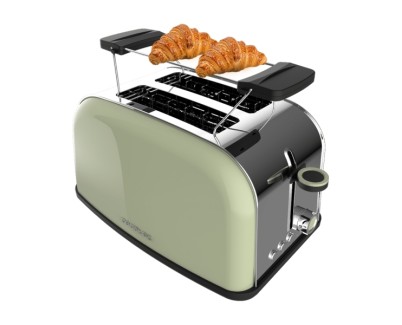 Cecotec Toastin\' Time 850 Tostadora de Doble Ranura - 850W - Ranura Ancha - Acero Inoxidable - Autocentrado - Bandeja Recogemigas Extraible - Color Menta