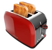 Cecotec Toastin\' Time 850 Tostadora de Doble Ranura - Potencia de 850W - Ranura Ancha hasta 3.8cm - Acero Inoxidable - Apagado Automatico - Sistema de Autocentrado - 7 Niveles de Tostado - Color Rojo