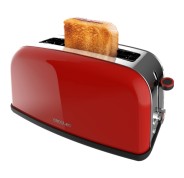 Cecotec Toastin\' Time 850 Tostadora de Ranura Larga - 850W - Ranura Ancha - Acero Inoxidable - Apagado y Pop-Up Automatico - Autocentrado - 7 Niveles de Tostado - Color Rojo