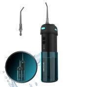Cecotec ToothCare Jet Splash Irrigador Dental Portatil - Deposito de 150ml - Resistente al Agua IPX7 - 3 Modos - 8 Niveles de Intensidad - 2 Boquillas Intercambiables - Ideal para Viajes - Color Negro