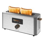 Cecotec TouchandToast Extra Tostadora de Ranura Larga - 1000W - Control Tactil y Pantalla a Color - Ranura Ancha - Acero Inoxidable - Autocentrado - 7 Niveles de Tostado - Apagado y Pop-Up Automatico