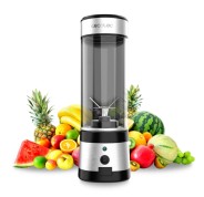 Cecotec WanderlustMix USB Batidora de Vaso Portatil - Potencia 126W - Cuchillas Recubiertas de Titanio - Color Negro y Plateado