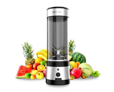 Cecotec WanderlustMix USB Batidora de Vaso Portatil - Potencia 126W - Cuchillas Recubiertas de Titanio - Color Negro y Plateado