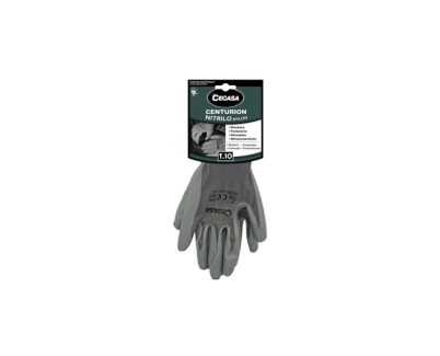 Cegasa Centurion Guantes de Trabajo Talla 10 - Fabricados en Nylon con Recubimiento de Nitrilo en Palma y Dedos - Color Gris