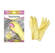 Cegasa Guantes de Latex Talla G 8-8 1/2 - Satinados - Uso General, Domestico, Limpieza - Espesor en Palma de 0,45mm - Color Amarillo