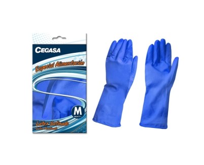 Cegasa Guantes de Latex Talla M 7-7 1/2 - Aptos para Manipulacion de Alimentos - Color Azul