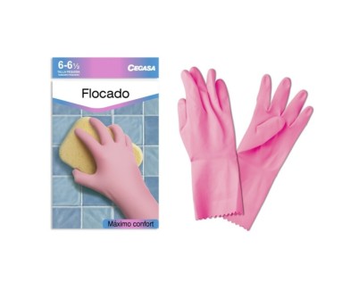 Cegasa Guantes de Latex Talla P 6-6 1/2 - Flocados - Uso General, Domestico, Limpieza - Color Rosa