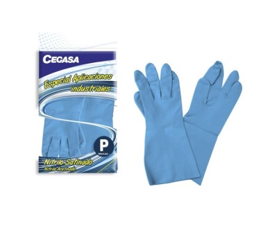 Cegasa Guantes de Nitrilo Talla P 6-6 1/2 - Especial Aplicaciones Industriales - Color Azul