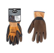 Cegasa Guantes de Trabajo Talla 7 - Fabricados en Nylon con Recubimiento de Foam con Dots de Nitrilo en Palma - Color Negro/Naranja