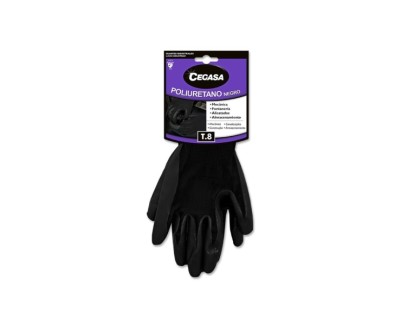 Cegasa Guantes de Trabajo Talla 8 - Fabricados en Poliester con Recubimiento de Poliuretano en Palma - Color Negro