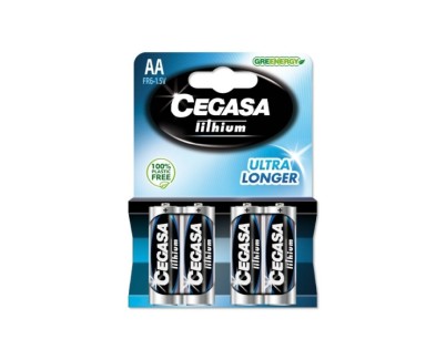 Cegasa Lithium Pack de 4 Pilas de Litio AA FR6 1.5V