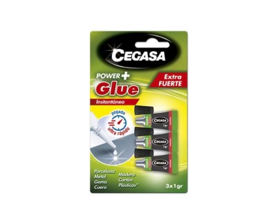 Cegasa Power Glue Pack de 3 Pegamentos Instantaneos 1gr - Color Transparente
