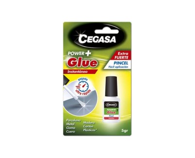 Cegasa Power Glue Pegamento Instantaneo con Pincel 5gr - Pegamento Fuerte - Color Transparente