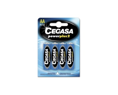 Cegasa Power Plus 2 Pack de 4 Pilas R6 AA - Pilas Salinas para Aparatos de Bajo Consumo